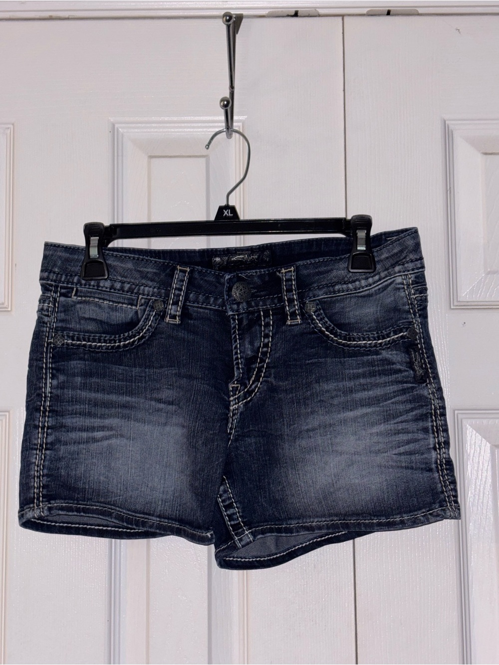 Silver Jeans Women's Washed Dark Blue Denim Shorts